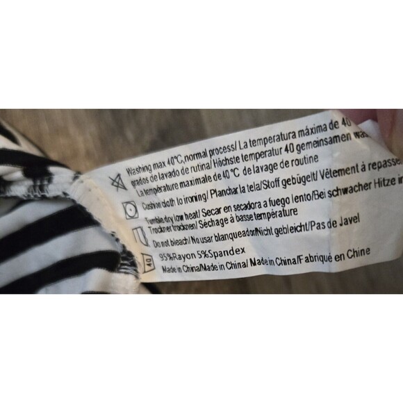 Ekouaer Dress Women XL Black White Stripe Stretch Knit 1/4 Button-Up House Dress - Picture 3 of 5